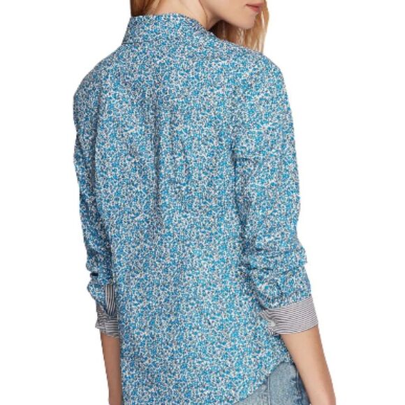 Court & Rowe Blue Sweet Ditsy Fields Print Floral Button Up Shirt - Picture 2 of 11